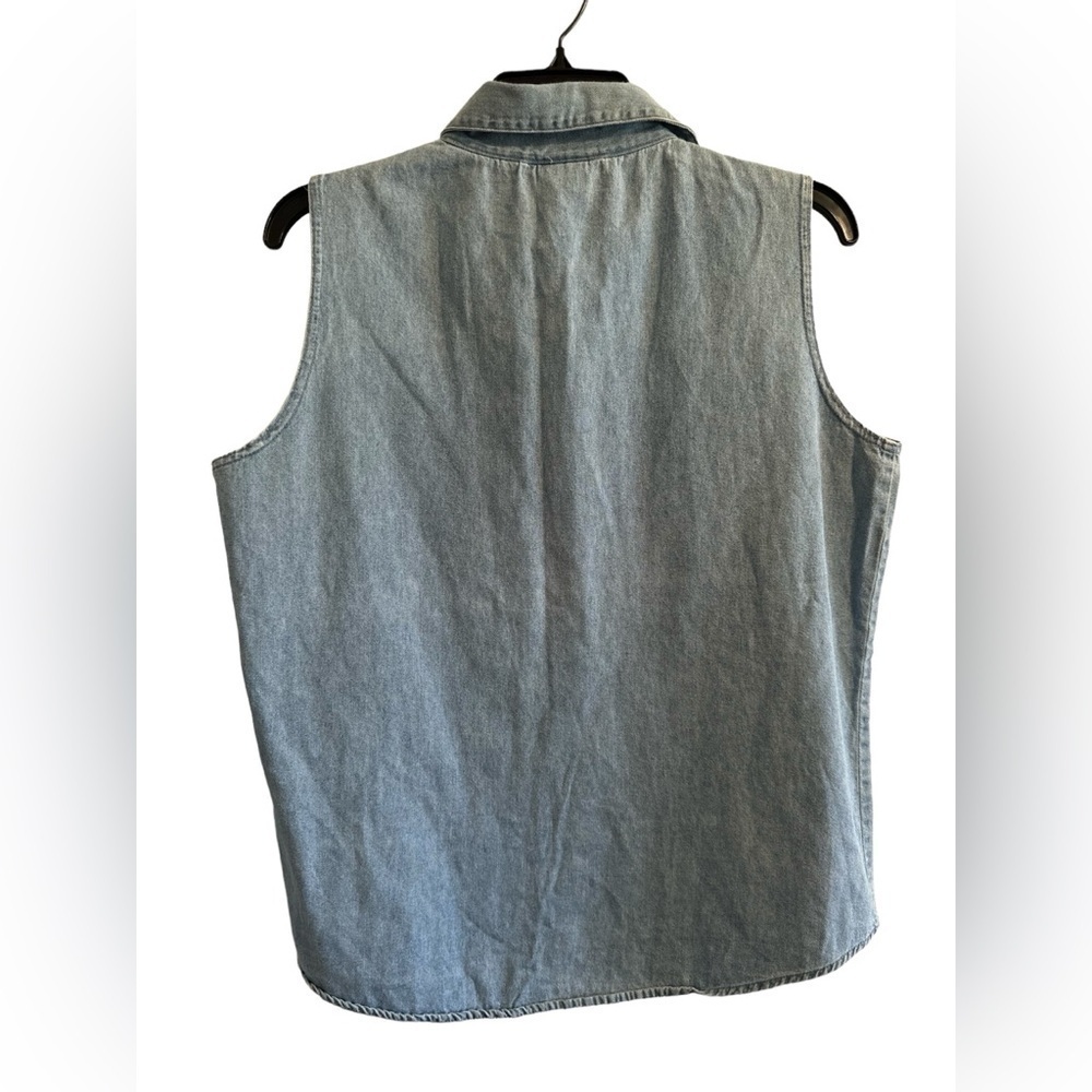 Vintage Jerry Leigh 90's Mickey Mouse Denim Button Blouse Sleeveless Top Medium - Picture 3 of 16